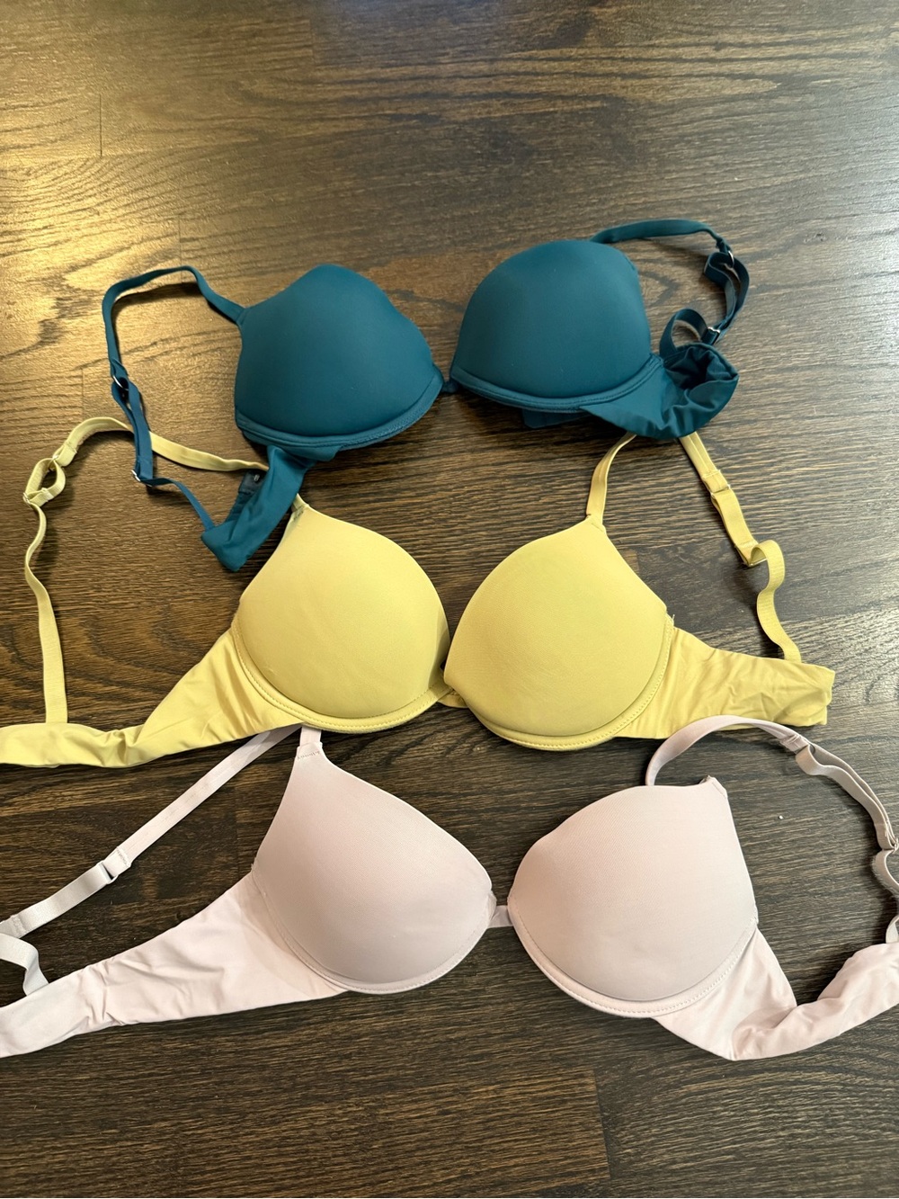 New SHEIN Women’s Padded T-Shirt Bra - Teal, Yellow, Blush size 75c/34c